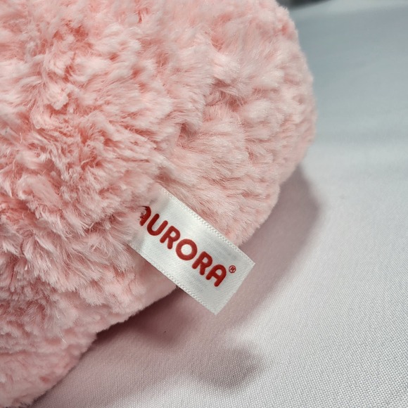 Aurora 12" Soft Pink Crouching Pig Piglet Stuffed Plush Animal Toy - Picture 5 of 10